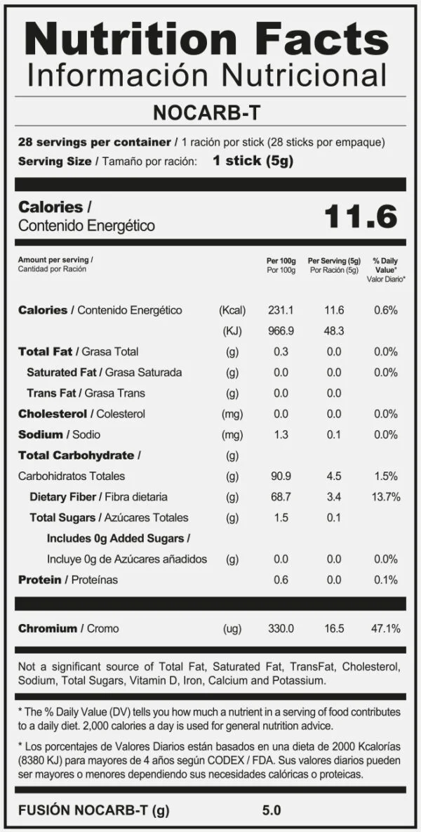 TABLA NUTRICIONAL NOCARB-T